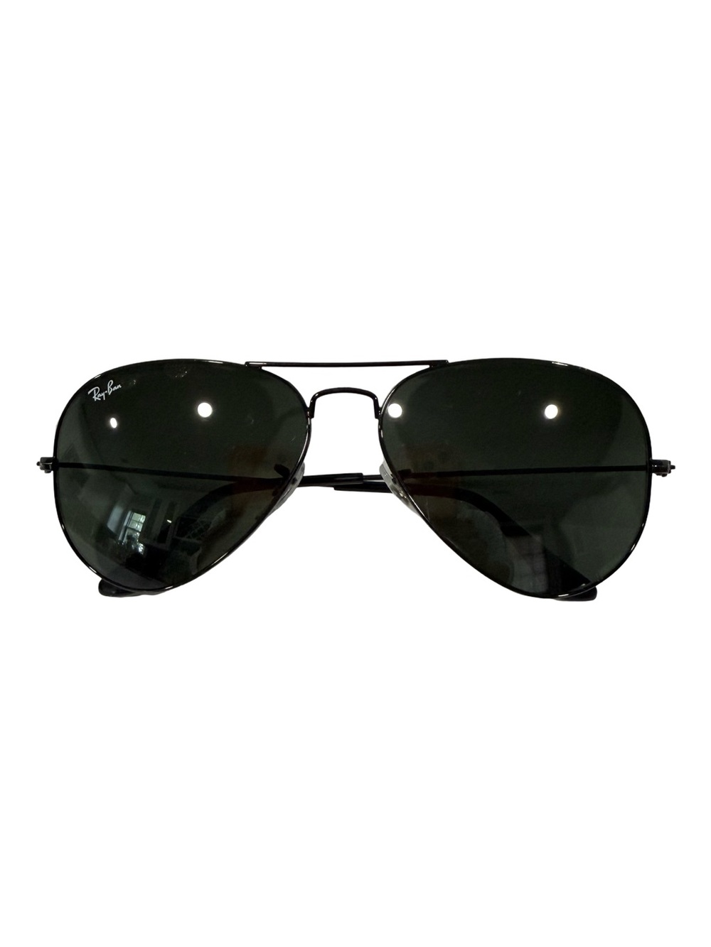 Ray-Ban Aviator Sunglasses in Black Frame with Dark Green Lenses